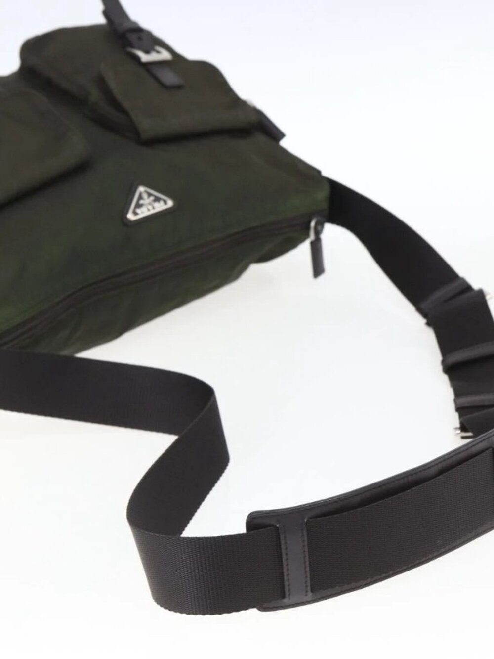 PRADA Shoulder Bag Nylon Khaki Silver Auth mr2000 - Picture 7 of 15